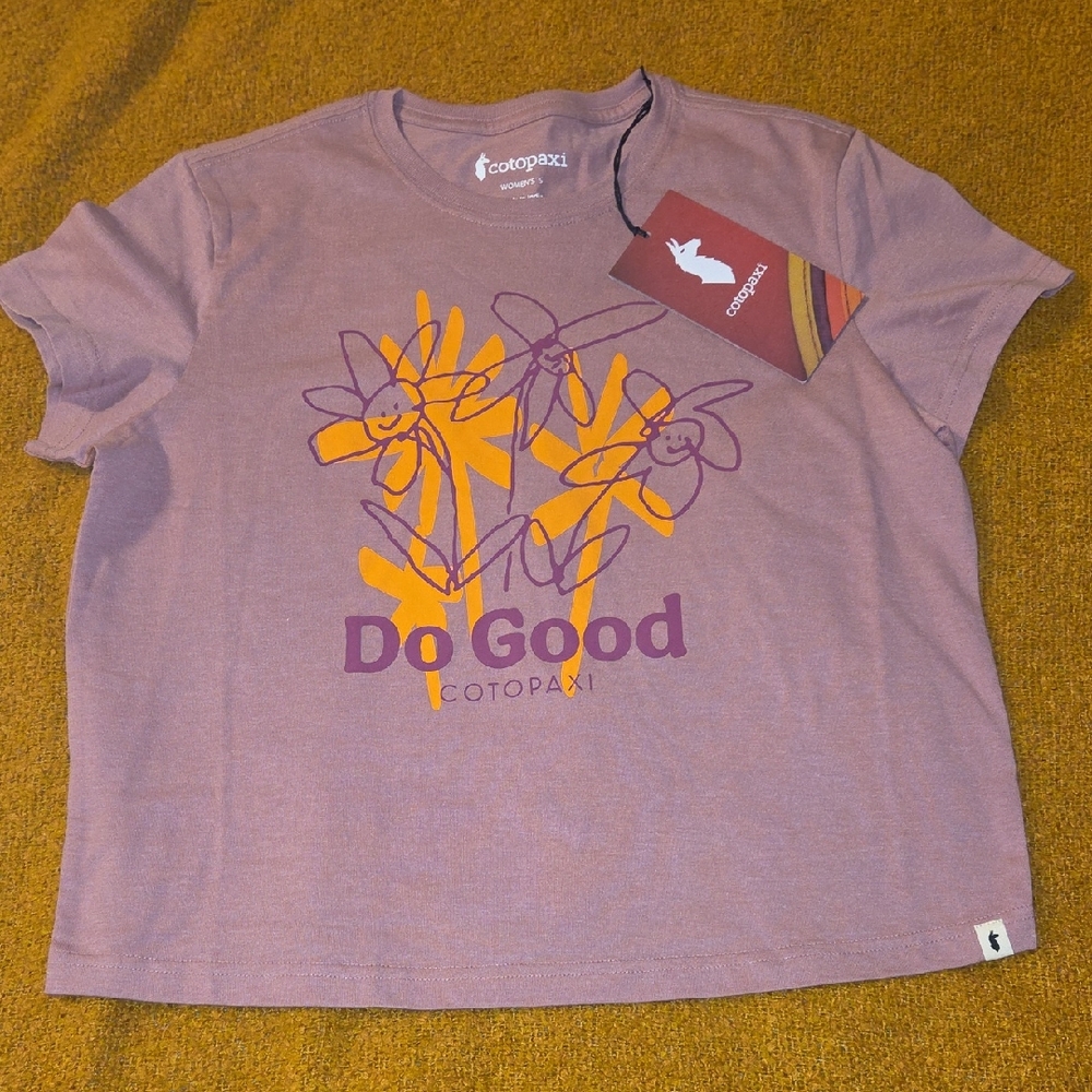 Cotopaxi Women's Tee in Purple with Playful Design